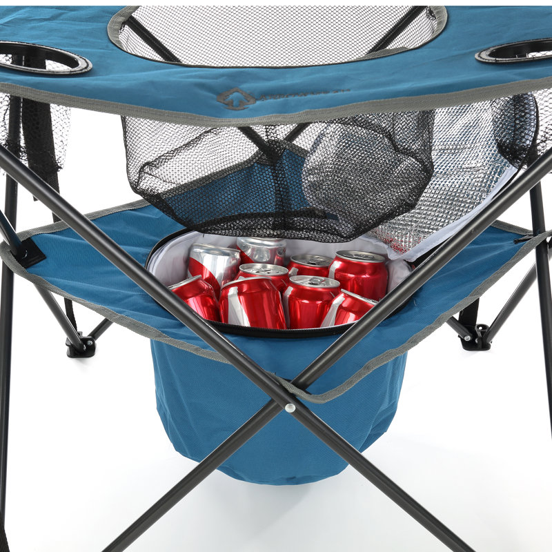 Table de camping pliante en métal, Bleu