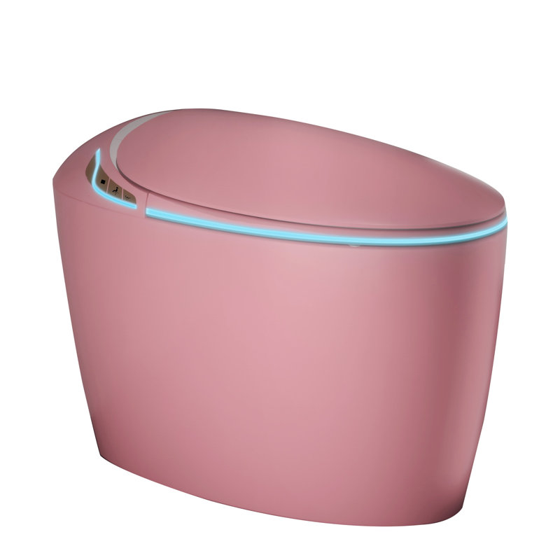 Installation de salle de bain moderne, toilette intelligente, siège à fermeture automatique, capteur de pied, nuit, toilette rose avec bidet, couvercle, lavage des hanches, sécheuse,