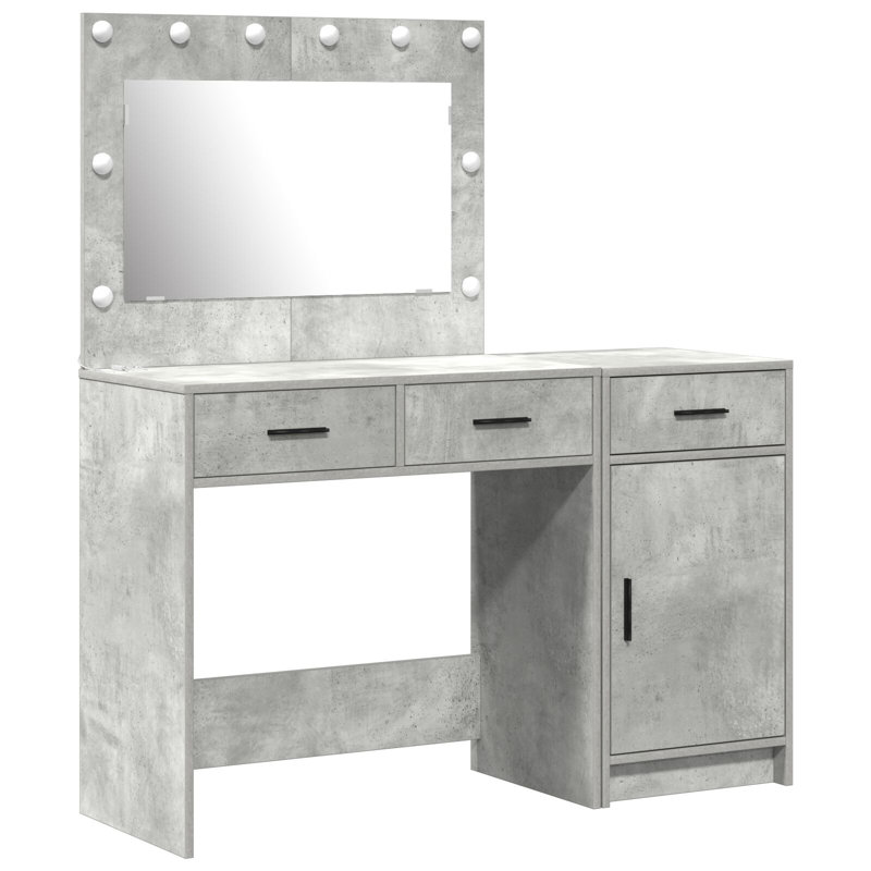 Dressing Table with Mirror, Concrete Grey