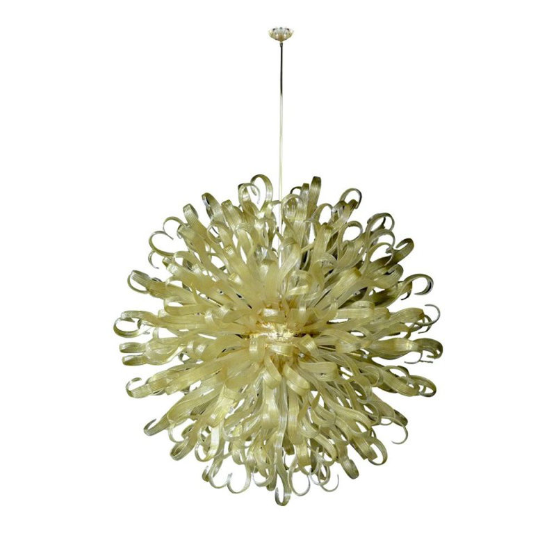 Lustre sphérique DEL Spoutnik Maxi Ducale Murano Bulegoso, Améthyste, 30" Width x 30" Depth x 38" Height, Or