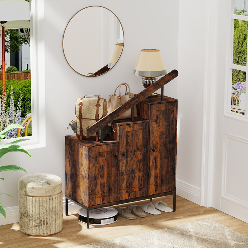 Armoire de rangement pour chaussures avec 3 tiroirs, armoire en forme de marche avec tablettes réglables et rangement ouvert