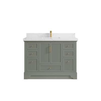 Meuble-lavabo simple autoportant 48 po avec plateau en quartz Alys