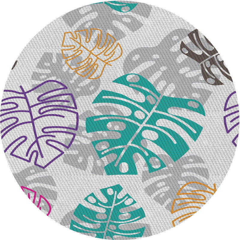 Tapis turquoise / rose / gris Cresskill, Rond 6 pi