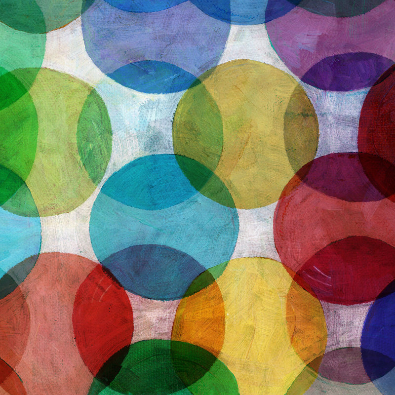 Motif de cercles superposés - peinture sur toile tendue, H 12 po x l 12 po