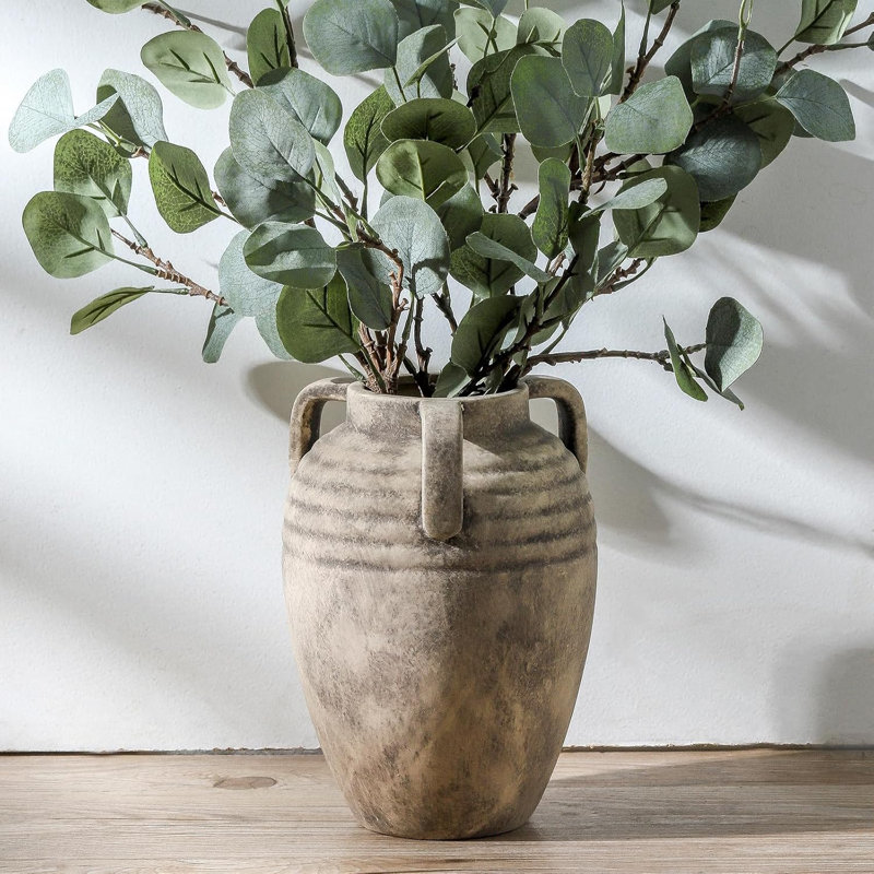 Vase à fleurs en céramique fabriqué à la main - Décoration rustique pour salon, cuisine, chambre à coucher et centre de table de bureau