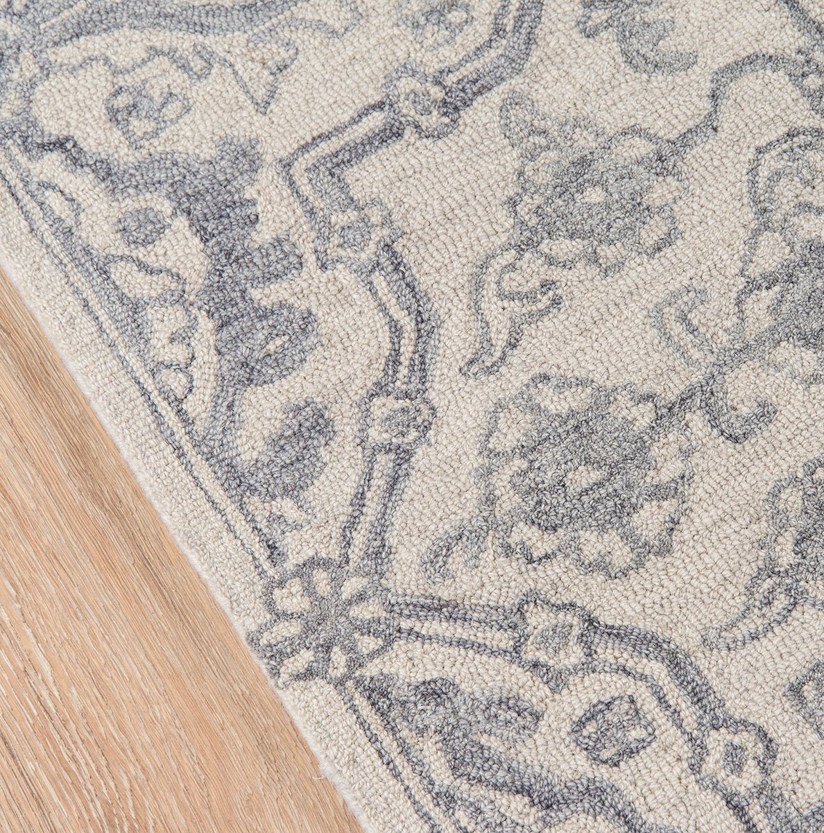 Cece Gray Hand-Tufted Wool Floral Rug, Runner 2'3" x 8'