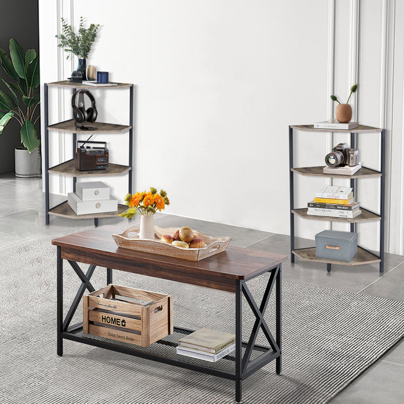 Ensemble de tables basses 3 pièces Kempst, Gris