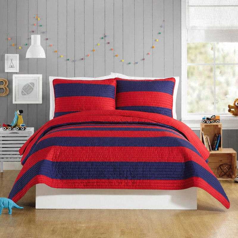 Ensemble de courtepointe réversible en microfibre Lavelle, Full/Queen Quilt + 2 Standard Shams