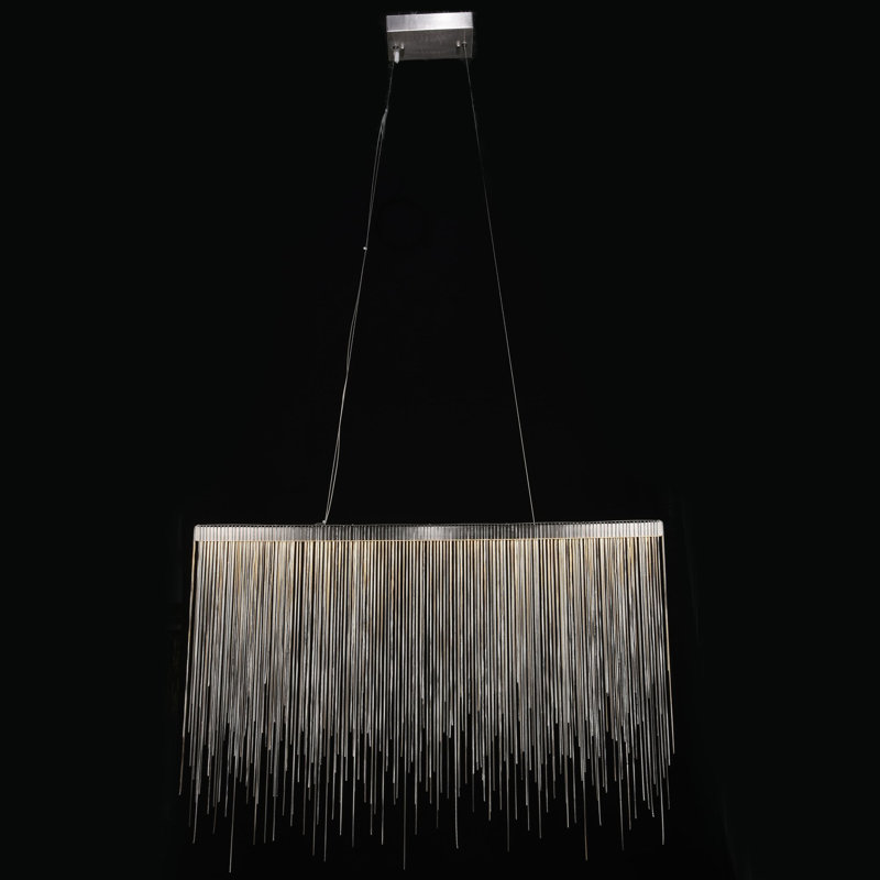 Lustre à DEL linéaire moderne et unique à 20 lumières Dineen, Nickel poli