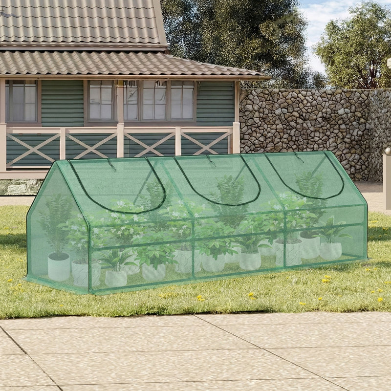 Aoodor 9'W x 3'D Mini Greenhouse, Portable Tunnel Green House, Green