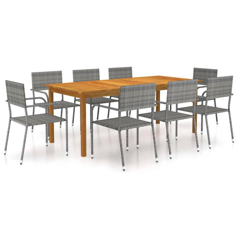 Jacquie Rectangular 8 - Person 78.7" Long Dining Set with Cushions, Gray