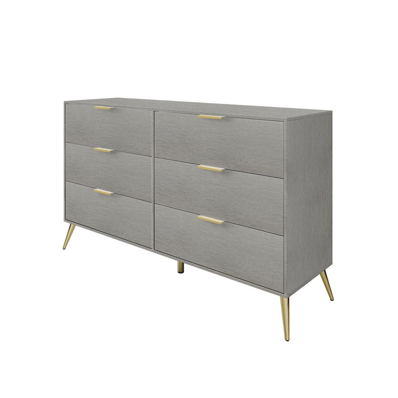 Rafiat 52.56'' W 6 - Drawer Dresser, Silver