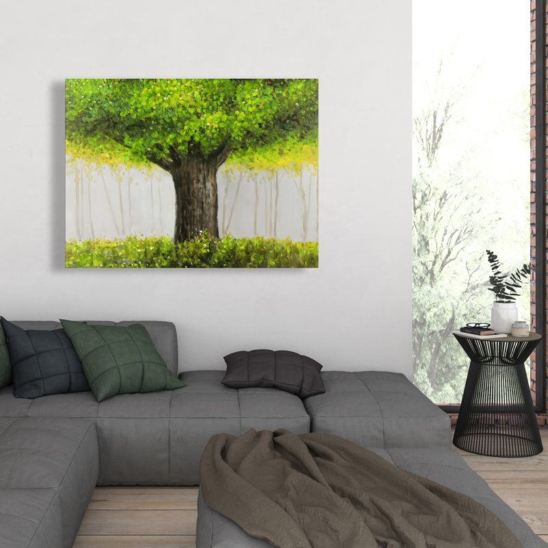 Grand arbre vert - décor de toile de salon contemporain