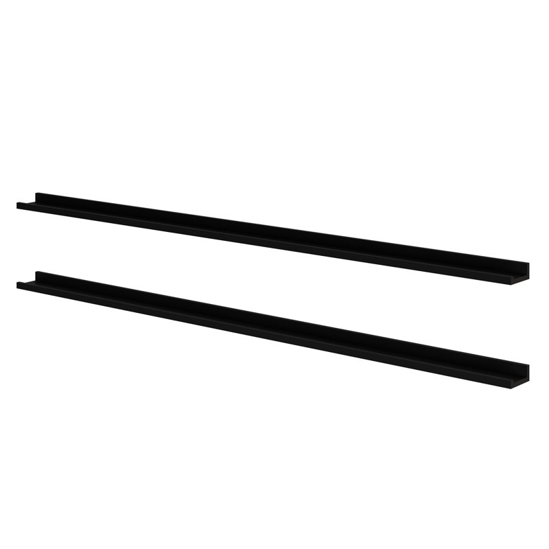 Denver Manufactured Wood Anchor Picture Ledge (Set of 2), Black, 1.6"H x 72" W x 3.6" D