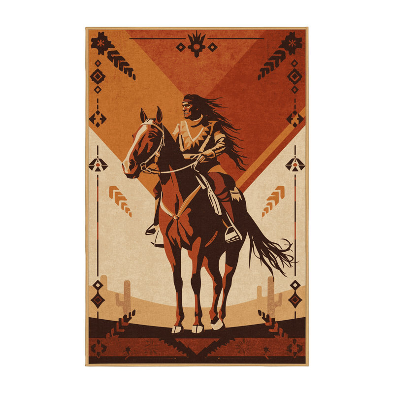 Tapis brun clair lavable à la machine Orrville Apache Rider, 2 x 4
