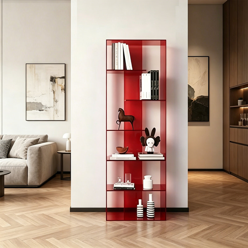 Bibliothèque verticale en acrylique, Rouge