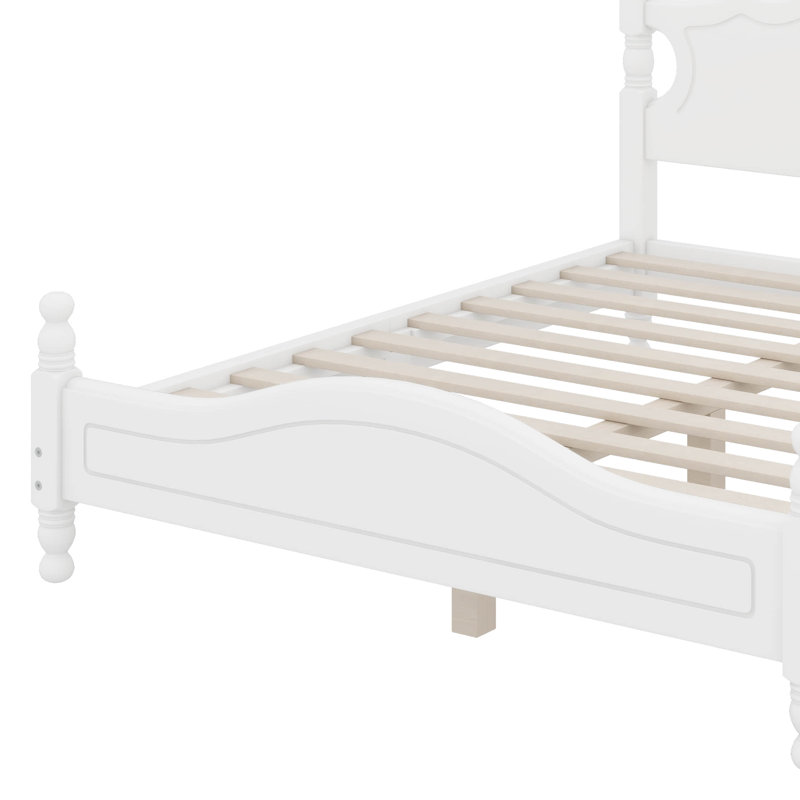 Queen Size Wood Platform Bed, White