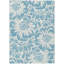 Tapis extérieur lavable antidérapant à motif floral denim et ivoire 9 pi x 12 pi