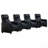 Black Upholstered 4-Seater Home Theater With 3 Wedge Consoles