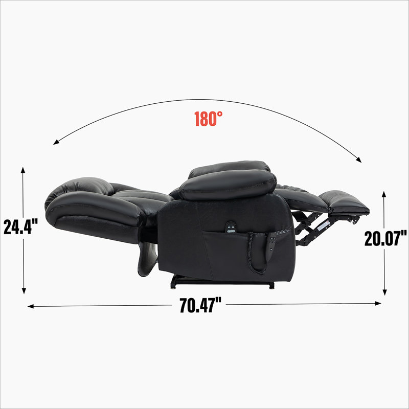 Dual Motor Infinite Position Up To 350 LBS Electric Medium Size Genuine Leather, Black