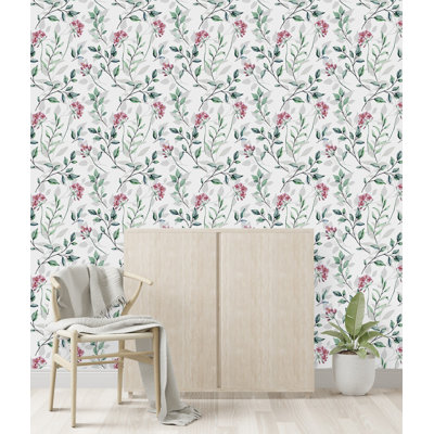 Wildflowers On White Wallpaper Floral Tile