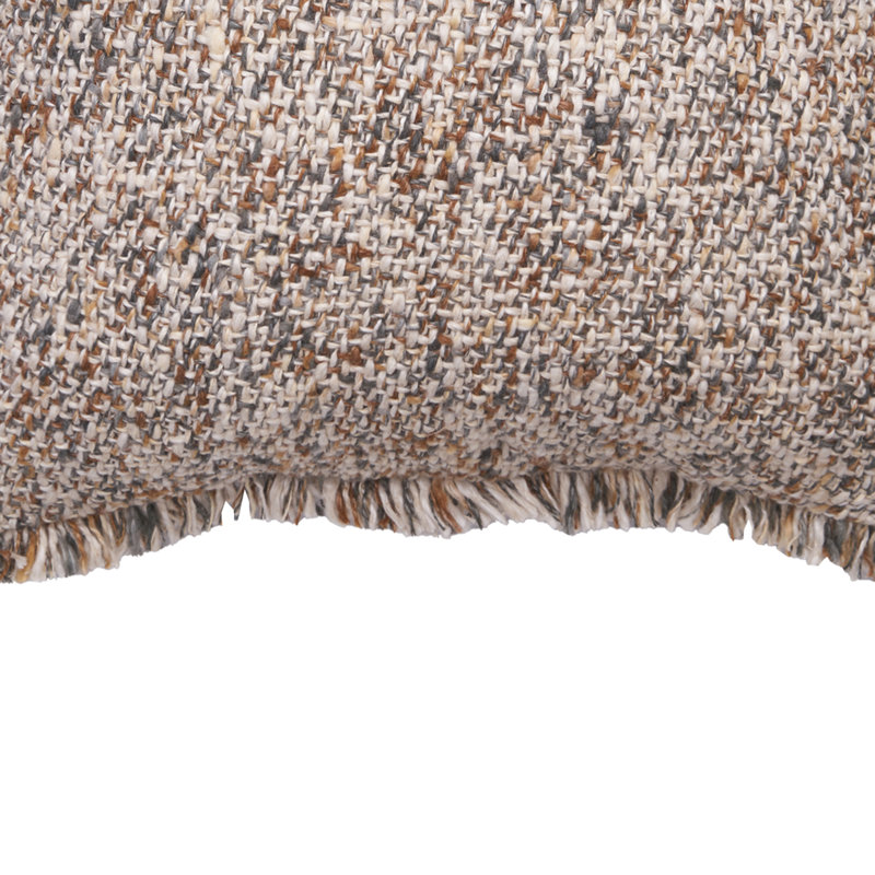 Coussin décoratif à franges gris Cozy, 18 po x 18 po, Brun