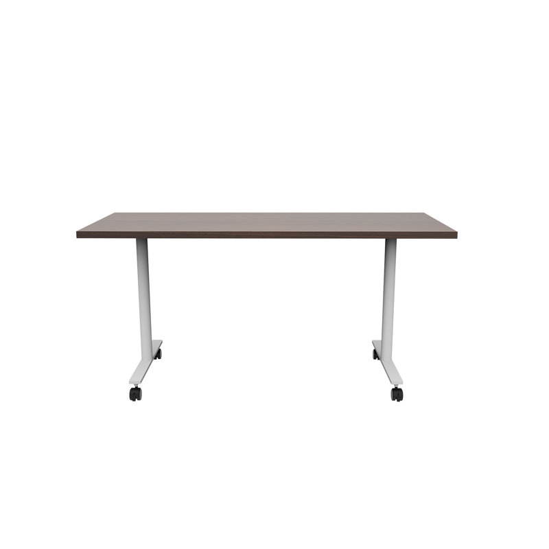 Table polyvalente avec pieds en T et roulettes Jurni, H 29,5 po x L 60 po x l 24 po, Noyer Colombien