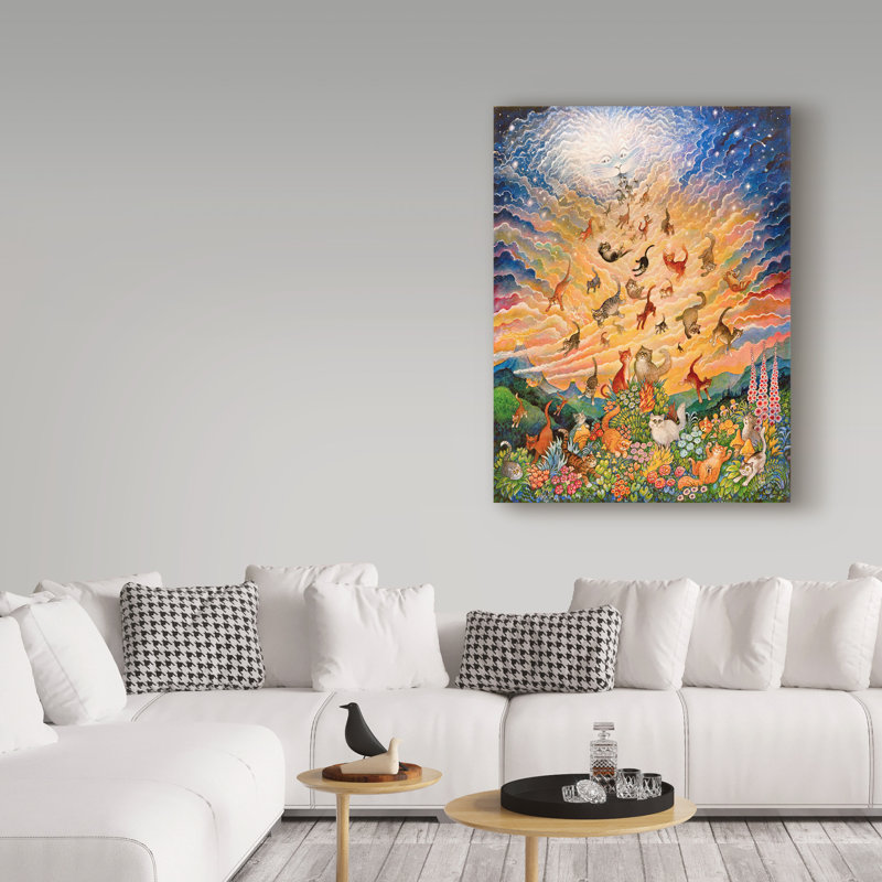 Publicité rétro sur toile tendue Kellene «Fantasy Cats», H 19 po x l 14 po