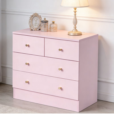 Modern Simple Pink 4-Drawer Dresser Nightstand