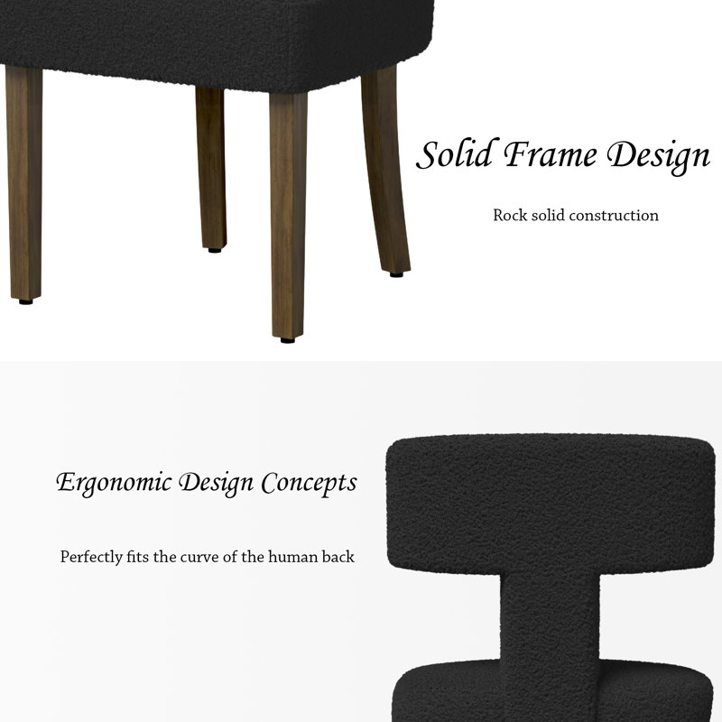 Ensemble de 8 chaises de salle à manger rembourrées Boucle, Noir