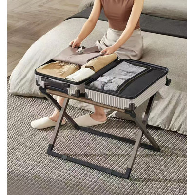 Porte-bagage, pliable, métal, cuir synthétique