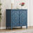 Geometric Embossed Storage Cabinet With Magnetic Doors, Matte Vintage Finish, Handle-Free Design, Raised Legs For Easy Cleaning, Entryway Sideboard Cabinet For Living Room & Bedroom