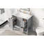 Meuble-lavabo de 36 po avec grand lavabo en céramique blanche, une armoire, trois glissières à glissières, bois massif et panneau de haute qualité, finition peinte grise, autoportant, installation simple au centre, réglable