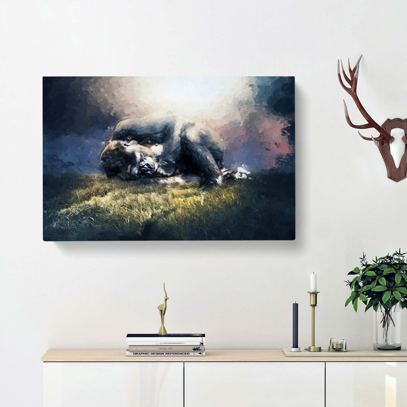 The Resting Gorilla In Abstract - Wrapped Canvas Painting, 35cm H x 50cm W x 3cm D