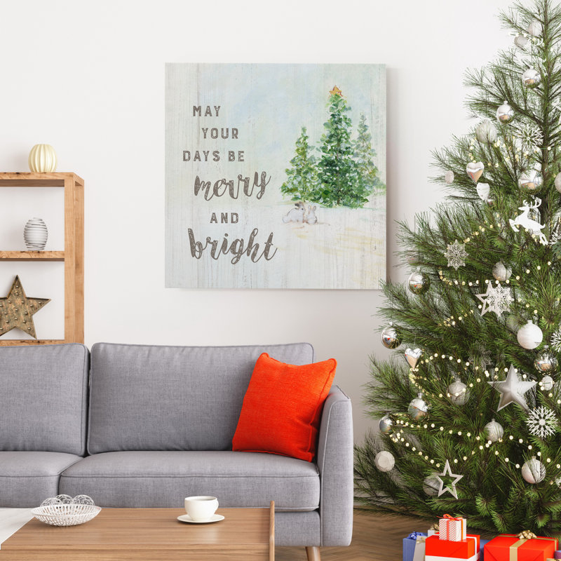 Reproduction d’art textuel sur toile tendue Christmas Meadow II, H 32 po x l 32 po x P 1 po