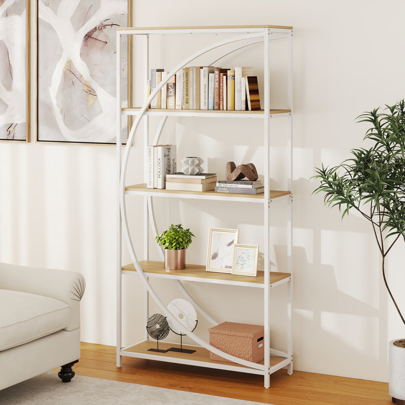 175cm H x 86cm W Metal Etagere Bookcase, Yellow