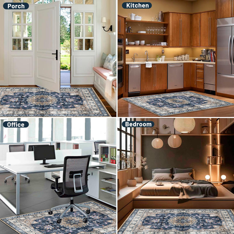 Heavy Duty Office Chair Mat, 48"X60" for Hardwood & Tile Floors, Anti-Slip Protector, Navy Blue