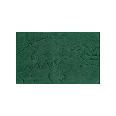 Lacoste Heritage 20x32 Quick-Dry Microfiber Bath Rug with Non-Slip Backing – Soft Absorbent Bathroom Mat, Machine Washable Crocodile Logo Rug, Eden