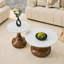 Ensemble de deux tables basses gigognes en forme de gourde, alliant luxe et prix abordable. Plateau en MDF à motif de marbre blanc et piètement imprimé par transfert thermique. Parfait pour le salon et la salle à manger.