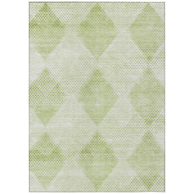 Tapis intérieur antidérapant à motif géométrique lavable 9 pi x 12 pi vert menthe