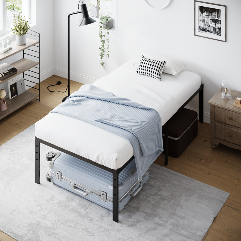 Structure de lit robuste, lit plateforme en métal sans sommier, Lit simple, 18"