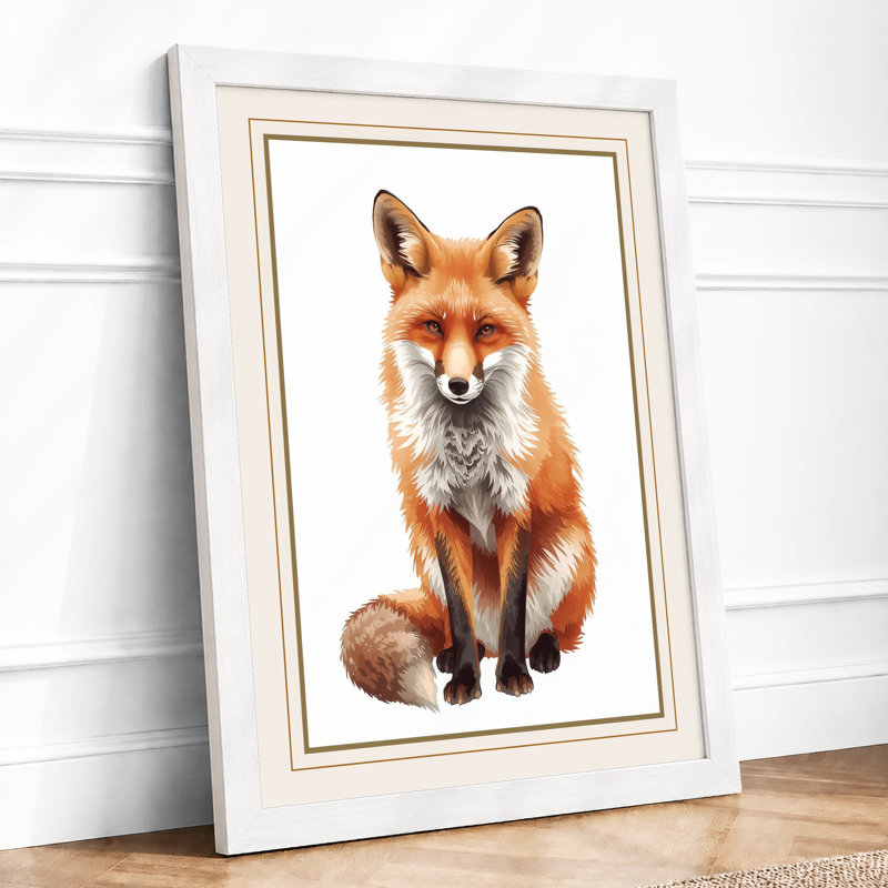 Fox Portrait Boho - Framed Print, A1 - 84.1 x 59.4 cm, White