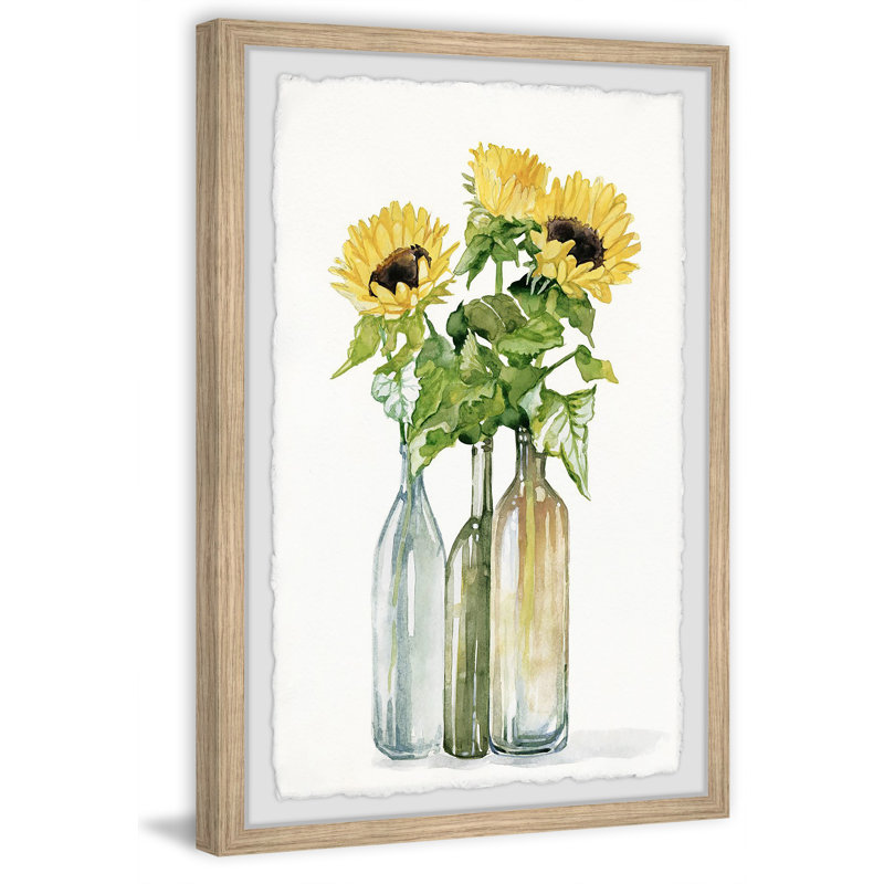 Spring Flowers In Bottle - Single Picture Frame Painting, 45cm H x 38cm W