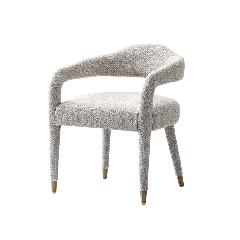 Sawda Modern Tweed Upholstered Dining Armchair, Silver Lining, 1