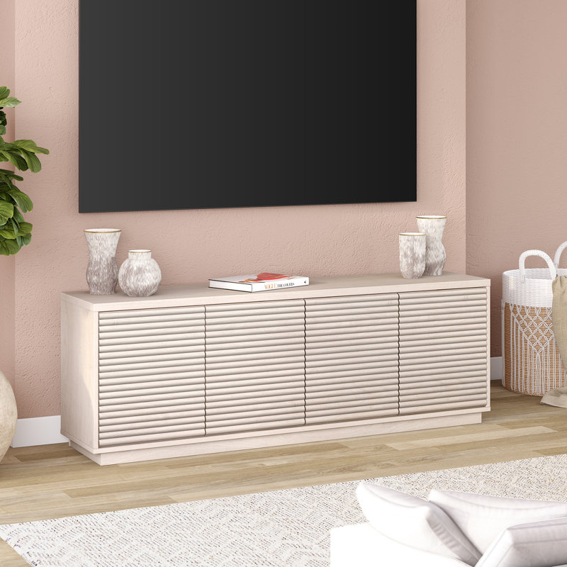 Meuble télé rectangulaire pour téléviseur de 78 po ou moins Kicki, Bois blanc