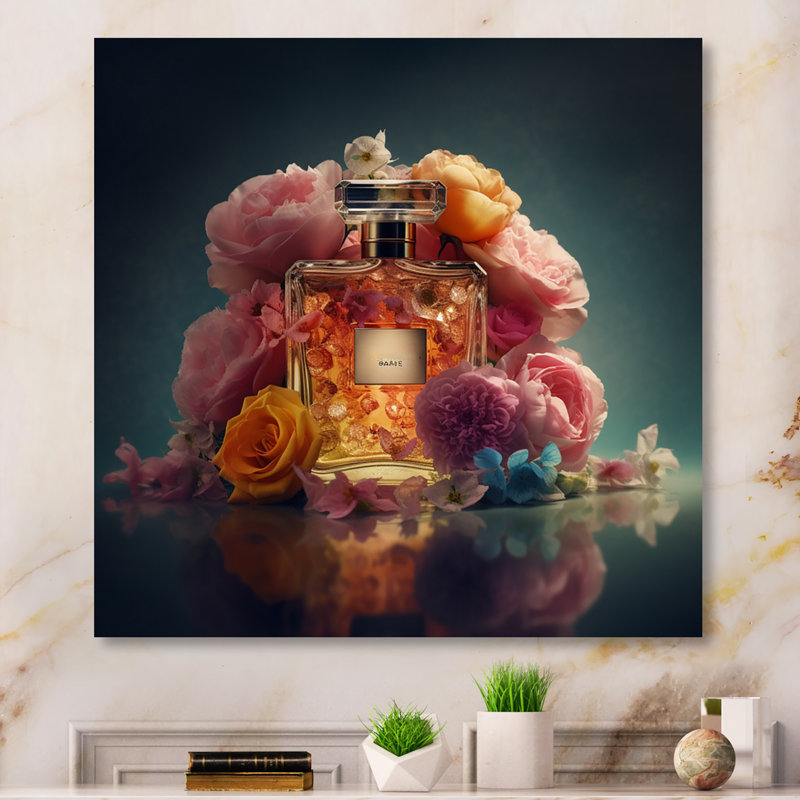 Parfum rose «I», impression sans cadre sur métal, H 16 po x l 16 po x P 1 po