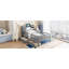 Wood Twin Size Platform Bed with Built in LED Light-2035832624