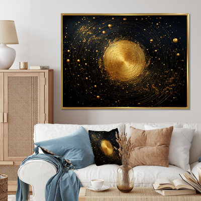 Lune dorée scintillante sur toile