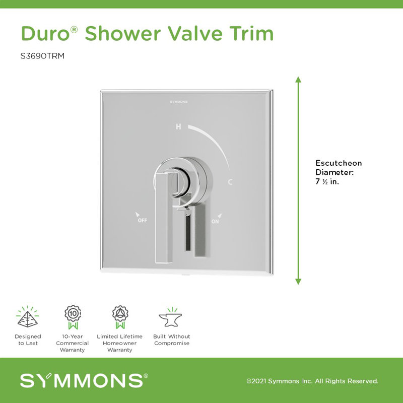 Duro Shower Valve Trim with Volume Control Lever, Polished Chrome