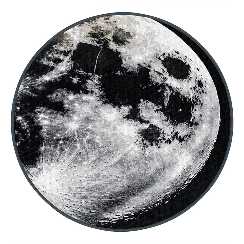 Tapis noir lavable à la machine, Rond 6 pi